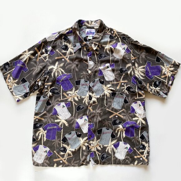 Vintage Reyn Spooner Arizona Diamondbacks Hawaiian XL Shirt Purple Original MLB - Picture 1 of 7